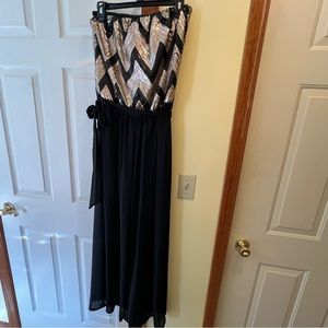 Black & Gold Sequins Jumpsuit